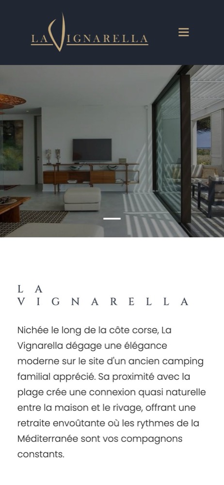 Page Villa Vignarella actuelle sur téléphone